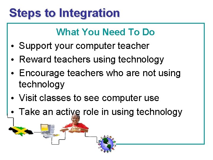 Steps to Integration • • • What You Need To Do Support your computer