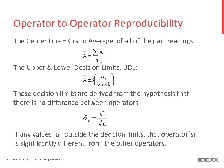 Operator to Operator Reproducibility The Center Line = Grand Average of all of the