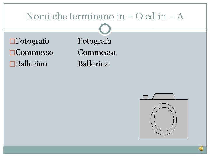 Nomi che terminano in – O ed in – A �Fotografo Fotografa �Commesso Commessa