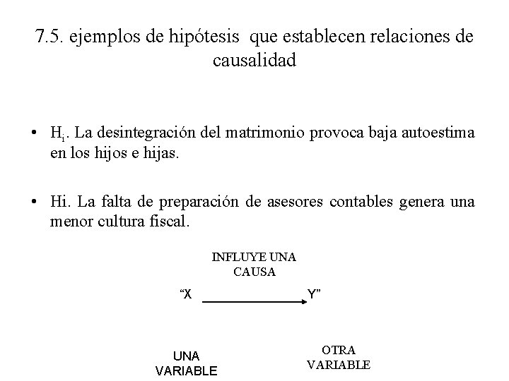 7. 5. ejemplos de hipótesis que establecen relaciones de causalidad • Hi. La desintegración 7. 5. ejemplos de hipótesis que establecen relaciones de causalidad • Hi. La desintegración