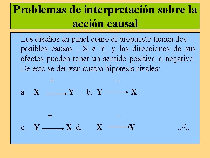 Problemas de interpretación sobre la acción causal Los diseños en panel como el propuesto