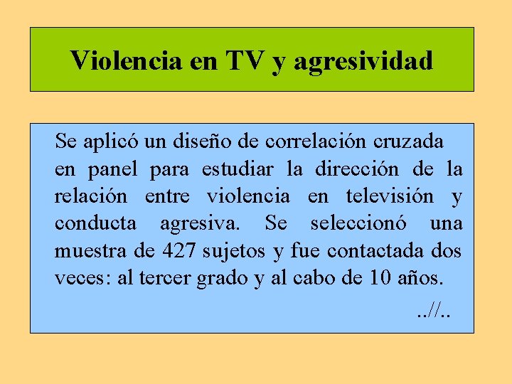 Violencia en TV y agresividad Se aplicó un diseño de correlación cruzada en panel