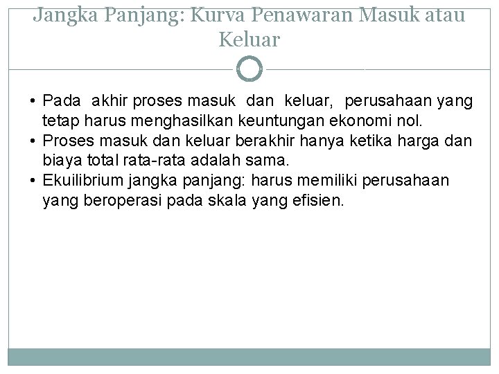 Jangka Panjang: Kurva Penawaran Masuk atau Keluar • Pada akhir proses masuk dan keluar,