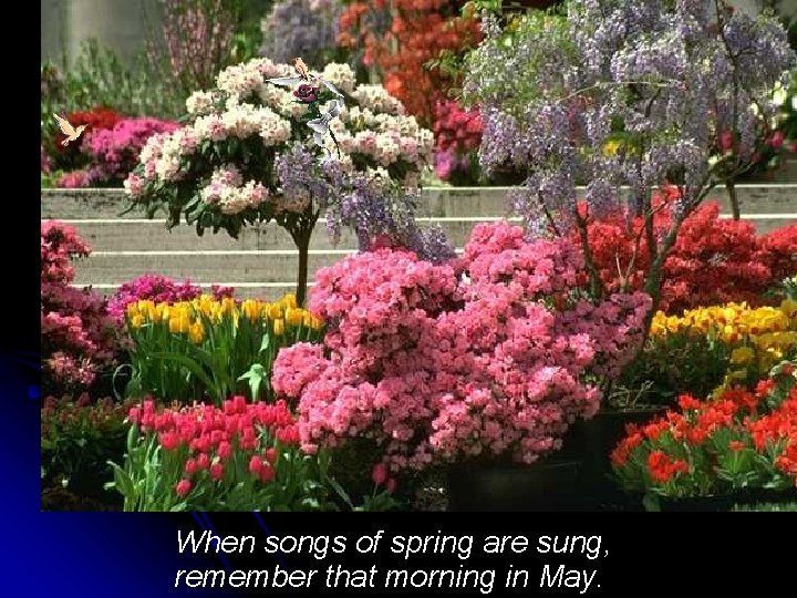 When songs of spring are sung, remember that morning in May. 