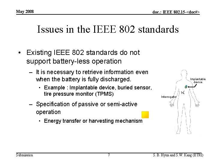 May 2008 doc. : IEEE 802. 15 -<doc#> Issues in the IEEE 802 standards