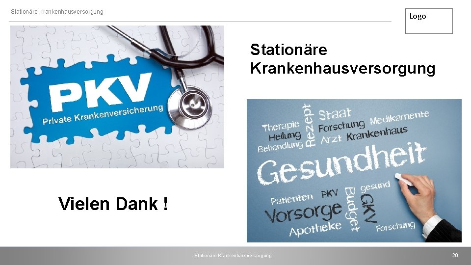 Stationäre Krankenhausversorgung Logo Stationäre Krankenhausversorgung Vielen Dank ! Stationäre Krankenhausversorgung 20 