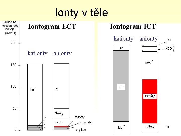 Ionty v těle Iontogram ECT Iontogram ICT kationty anionty 10 