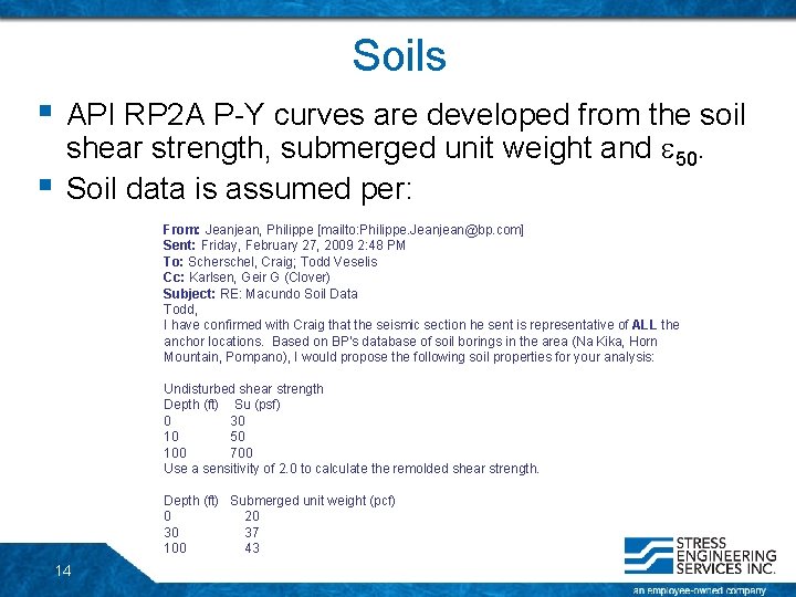 Soils § § API RP 2 A P-Y curves are developed from the soil Soils § § API RP 2 A P-Y curves are developed from the soil