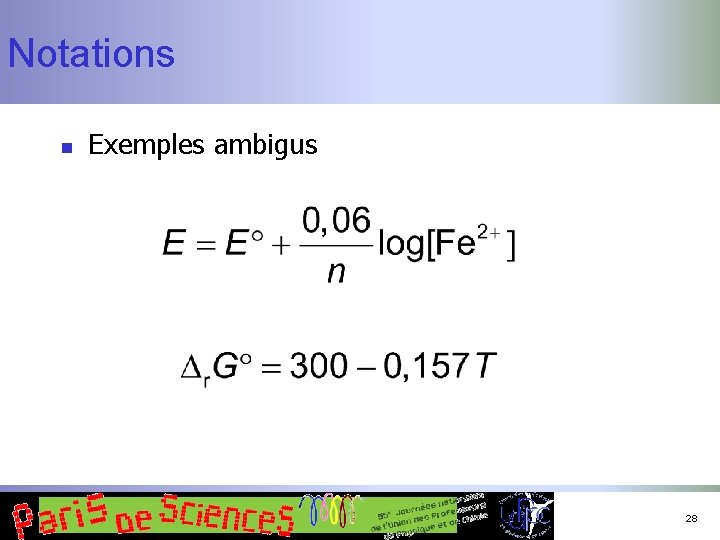 Notations n Exemples ambigus 28 