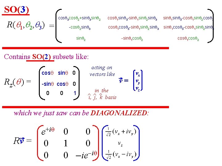 SO(3) R( 1, 2, 3) = cos 3 cos 2+sin 3 sin 2 cos SO(3) R( 1, 2, 3) = cos 3 cos 2+sin 3 sin 2 cos
