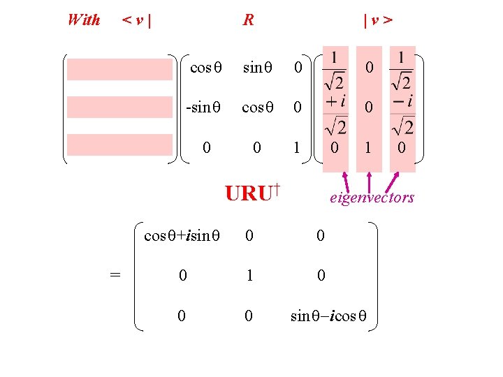 With <v| R |v> cos sin 0 0 -sin cos 0 0 1 0 With <v| R |v> cos sin 0 0 -sin cos 0 0 1 0