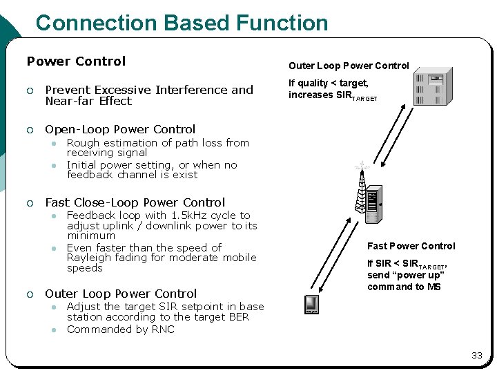 Connection Based Function Power Control ¡ Prevent Excessive Interference and Near-far Effect ¡ Open-Loop