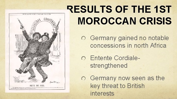 RESULTS OF THE 1 ST MOROCCAN CRISIS Germany gained no notable concessions in north