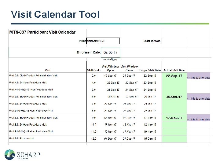 Visit Calendar Tool Visit Calendar Tool