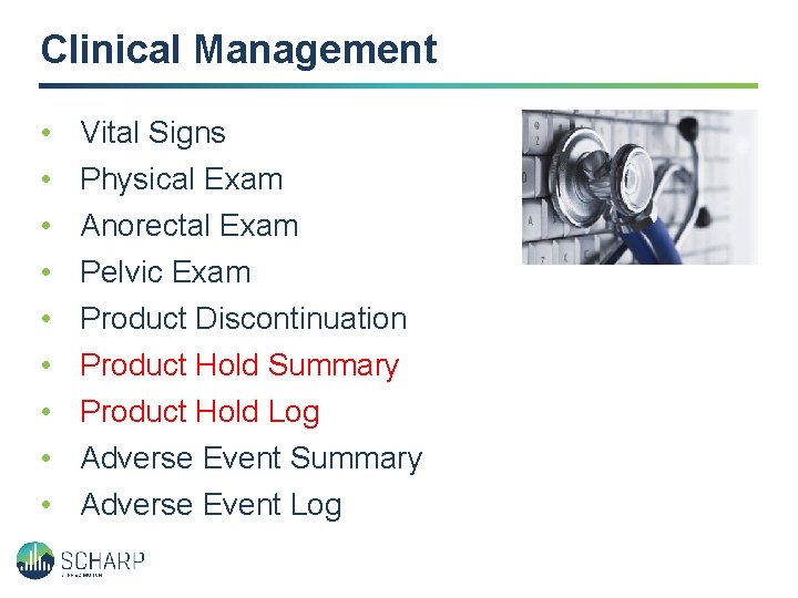 Clinical Management • • • Vital Signs Physical Exam Anorectal Exam Pelvic Exam Product Clinical Management • • • Vital Signs Physical Exam Anorectal Exam Pelvic Exam Product