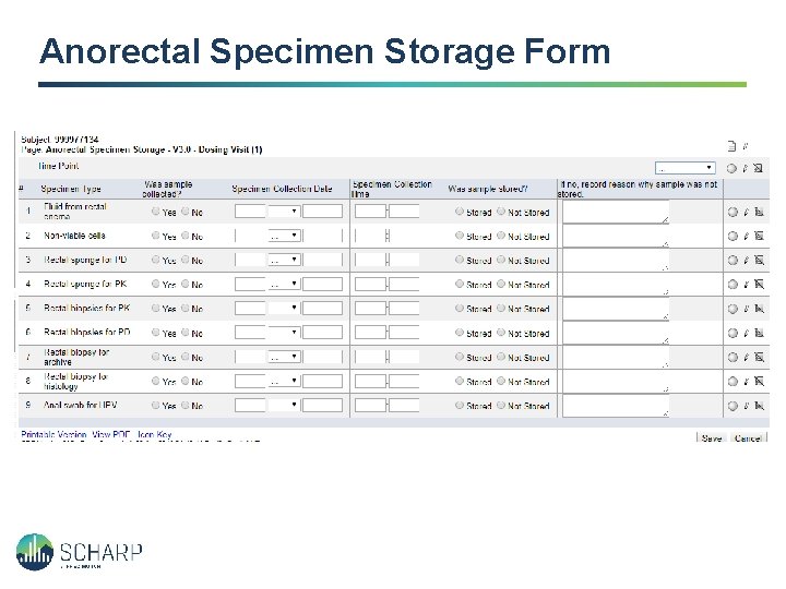 Anorectal Specimen Storage Form 