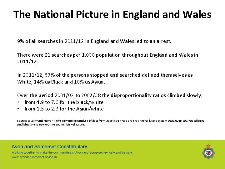 The National Picture in England Wales 9% of all searches in 2011/12 in England