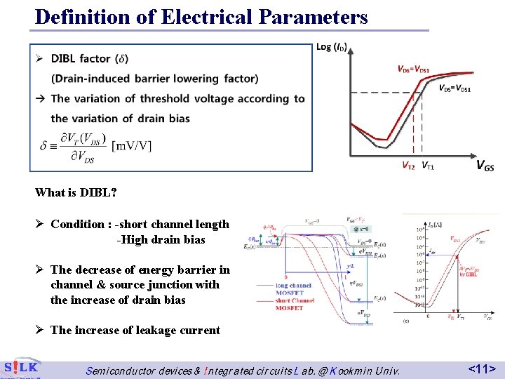 Definition of Electrical Parameters What is DIBL? Ø Condition : -short channel length -High