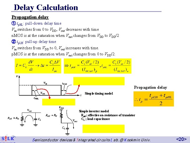 Delay Calculation Propagation delay ① tp. HL: pull-down delay time Vin switches from 0