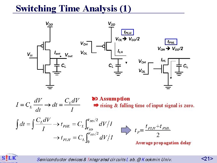 Switching Time Analysis (1) Assumption ⇒ rising & falling time of input signal is