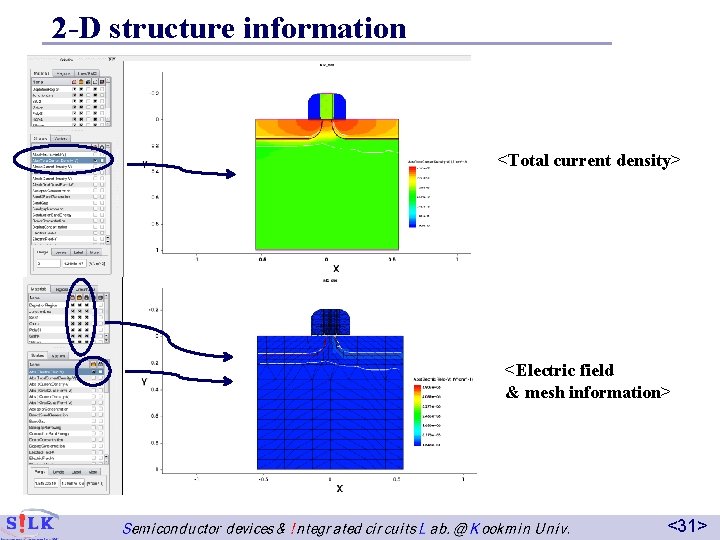 2 -D structure information <Total current density> <Electric field & mesh information> <31> 