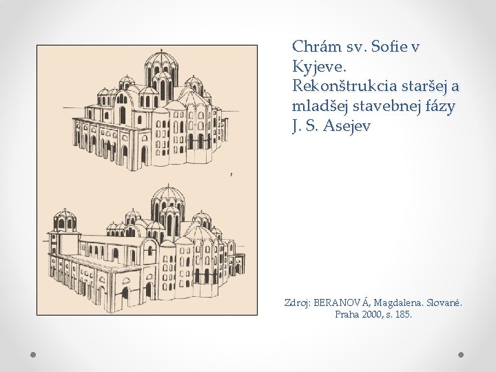 Chrám sv. Sofie v Kyjeve. Rekonštrukcia staršej a mladšej stavebnej fázy J. S. Asejev Chrám sv. Sofie v Kyjeve. Rekonštrukcia staršej a mladšej stavebnej fázy J. S. Asejev