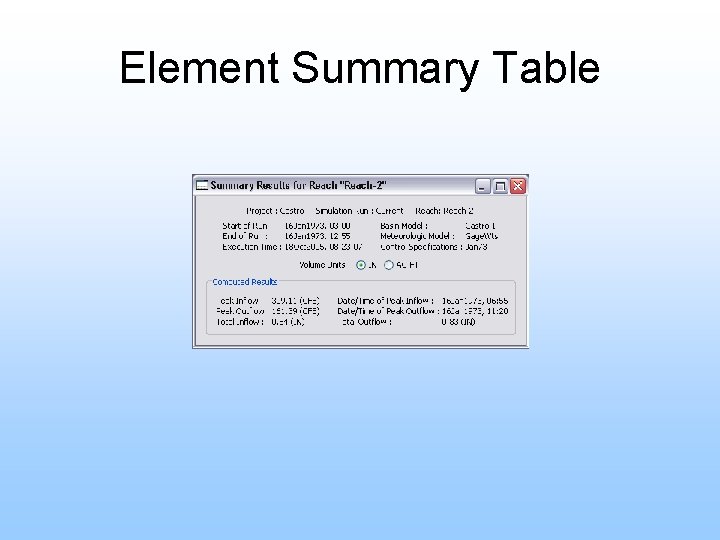 Element Summary Table 