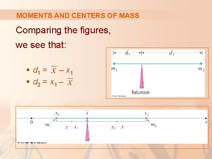 MOMENTS AND CENTERS OF MASS Comparing the figures, we see that: § d 1