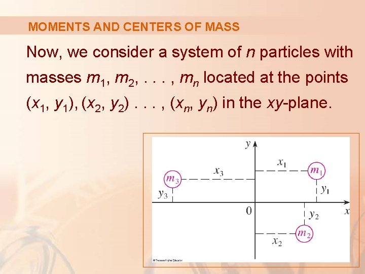 MOMENTS AND CENTERS OF MASS Now, we consider a system of n particles with