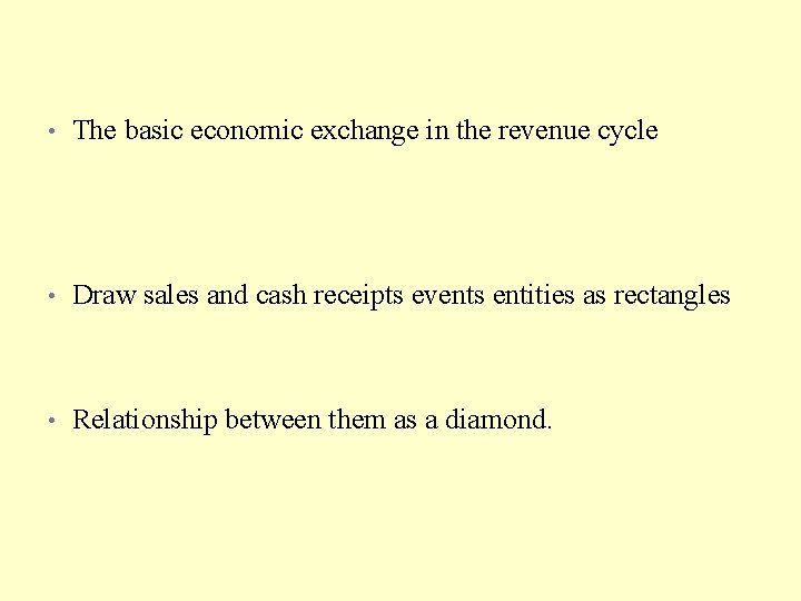  • The basic economic exchange in the revenue cycle • Draw sales and