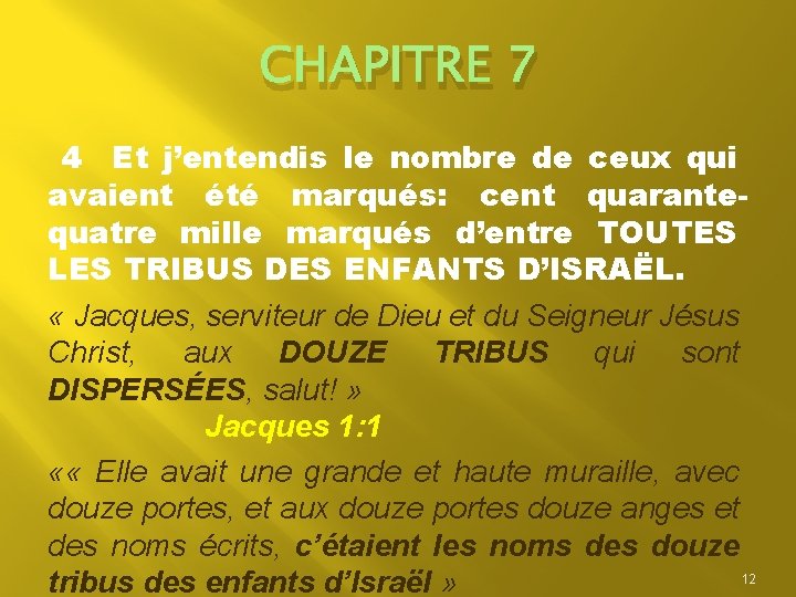 CHAPITRE 7 4 Et j’entendis le nombre de ceux qui avaient été marqués: cent