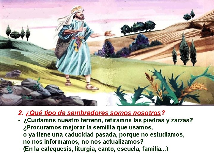 2. ¿Qué tipo de sembradores somos nosotros? - ¿Cuidamos nuestro terreno, retiramos las piedras