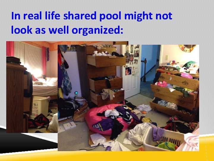 In real life shared pool might not look as well organized: 