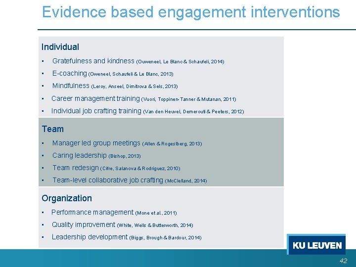 Evidence based engagement interventions Individual • Gratefulness and kindness (Ouweneel, Le Blanc & Schaufeli, Evidence based engagement interventions Individual • Gratefulness and kindness (Ouweneel, Le Blanc & Schaufeli,