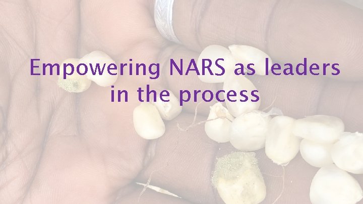 Empowering NARS as leaders in the process 
