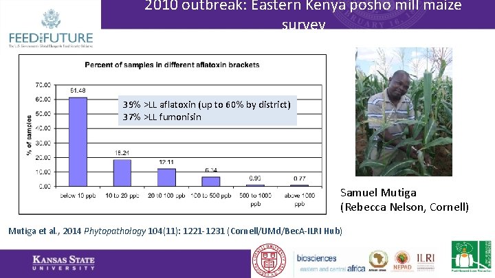2010 outbreak: Eastern Kenya posho mill maize survey 39% >LL aflatoxin (up to 60%
