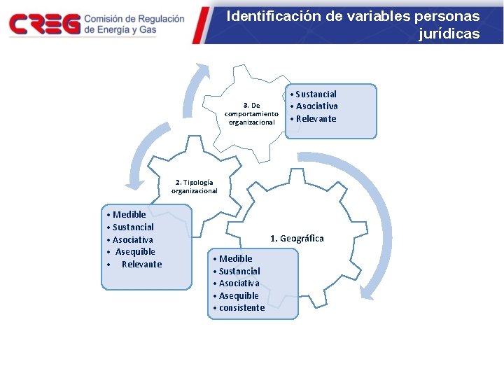 Identificación de variables personas jurídicas 3. De comportamiento organizacional • Sustancial • Asociativa •