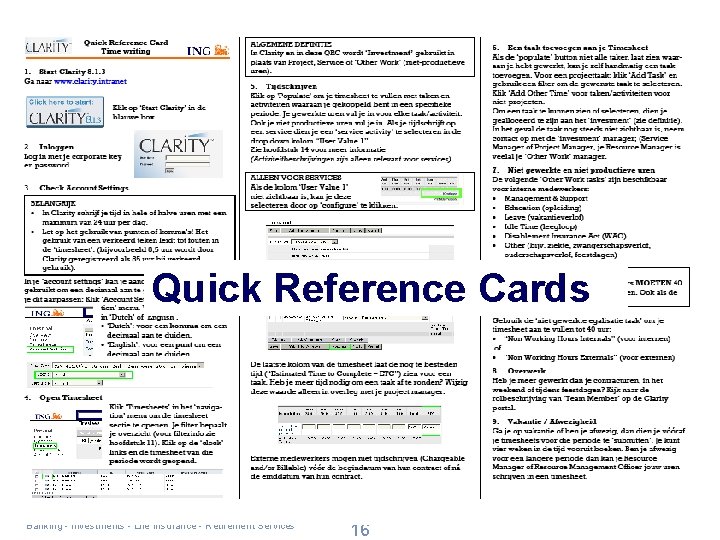 Quick Reference Cards Banking - Investments - Life Insurance - Retirement Services 16 