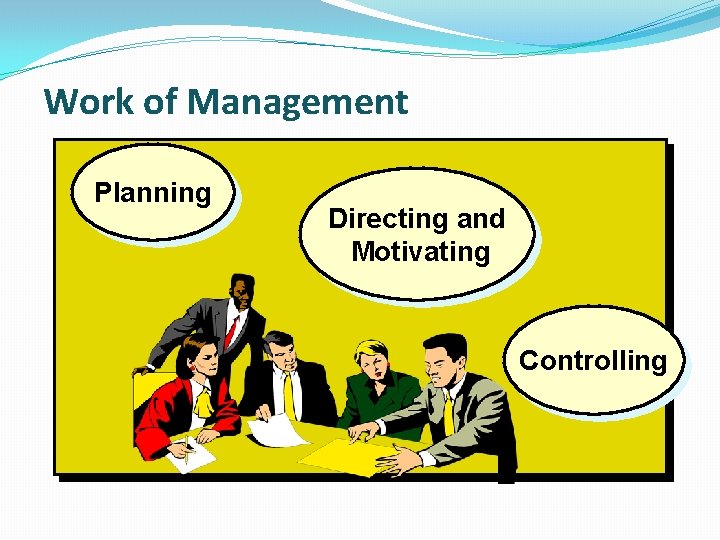 Work of Management Planning Directing and Motivating Controlling 