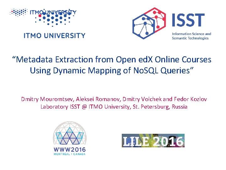“Metadata Extraction from Open ed. X Online Courses Using Dynamic Mapping of No. SQL
