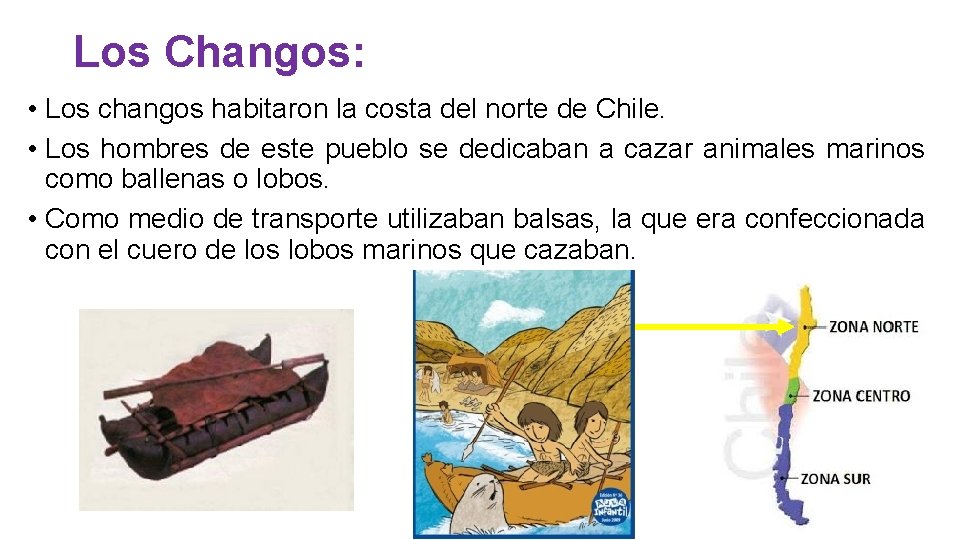 Los Changos: • Los changos habitaron la costa del norte de Chile. • Los