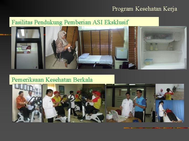 Program Kesehatan Kerja Fasilitas Pendukung Pemberian ASI Eksklusif Pemeriksaan Kesehatan Berkala 