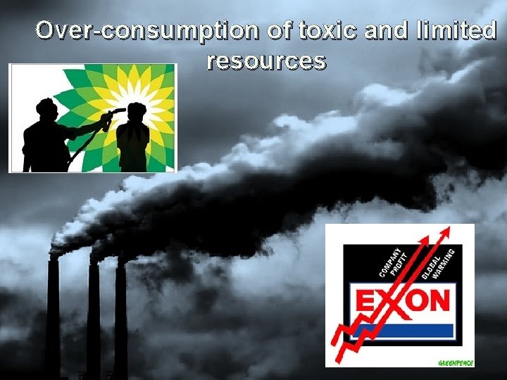 Over-consumption of toxic and limited resources 