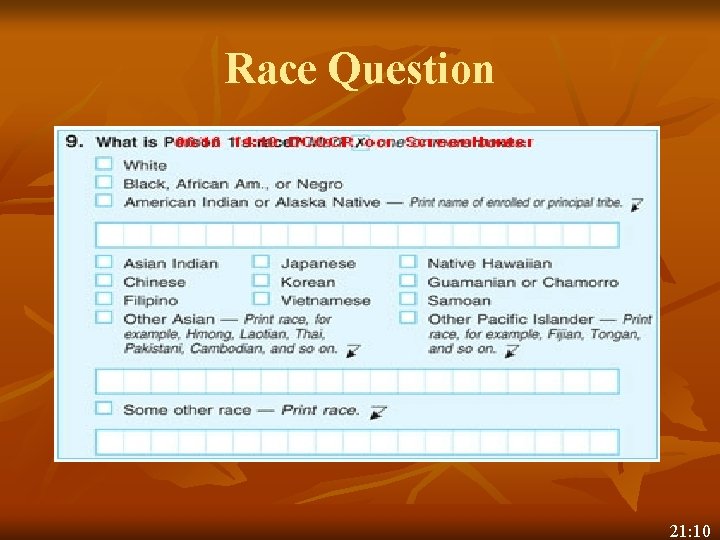 Race Question 21: 10 