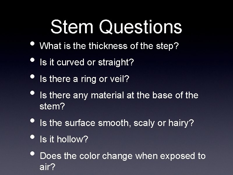 Stem Questions • What is the thickness of the step? • Is it curved