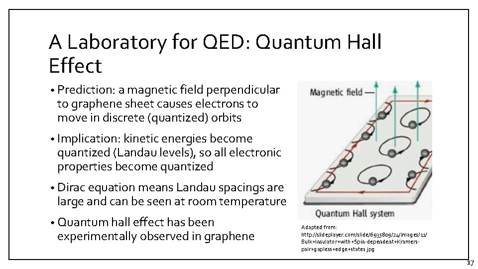 A Laboratory for QED: Quantum Hall Effect • Prediction: a magnetic field perpendicular to A Laboratory for QED: Quantum Hall Effect • Prediction: a magnetic field perpendicular to