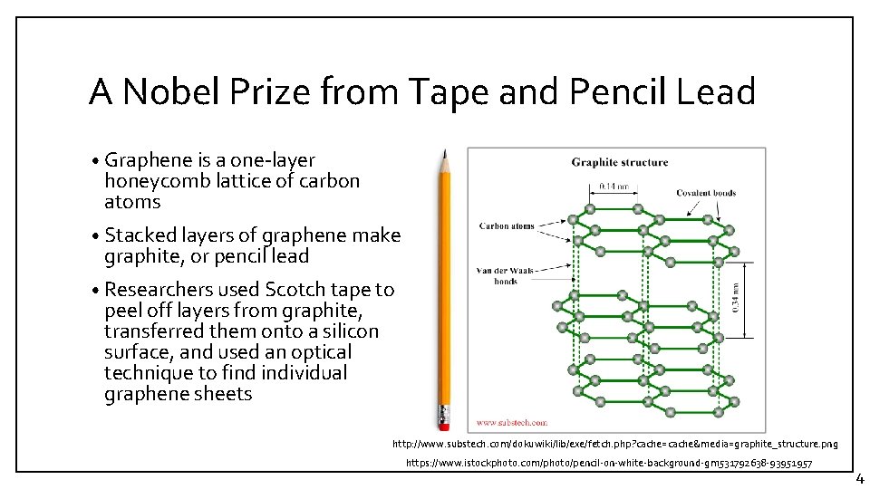 A Nobel Prize from Tape and Pencil Lead • Graphene is a one-layer honeycomb A Nobel Prize from Tape and Pencil Lead • Graphene is a one-layer honeycomb