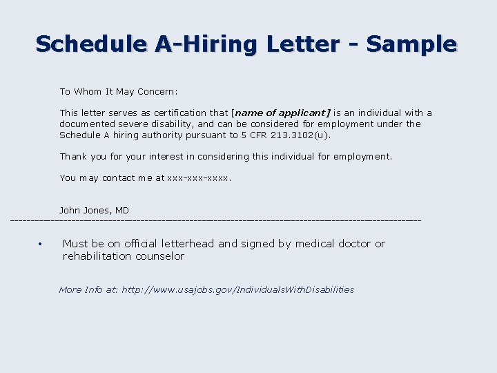 Schedule A-Hiring Letter - Sample To Whom It May Concern: This letter serves as