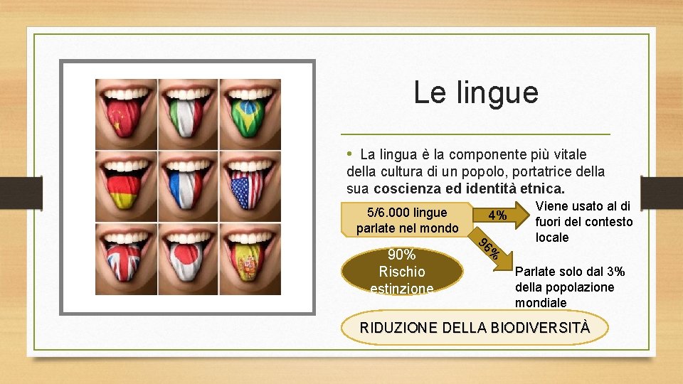 Le lingue • La lingua è la componente più vitale della cultura di un Le lingue • La lingua è la componente più vitale della cultura di un