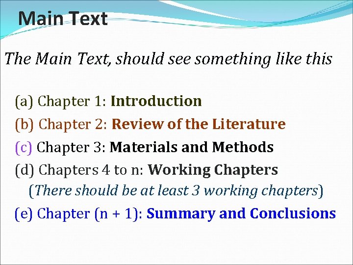 Main Text The Main Text, should see something like this (a) Chapter 1: Introduction